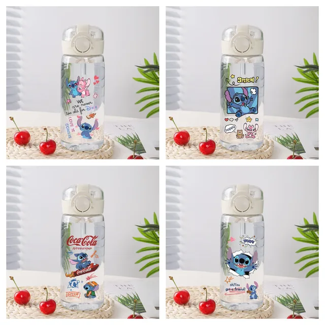 400ml Disney Water Cup Bottles With Straws Stitch Cartoon Portable  Leak-proof Shaker Bottle Plastic Outdoor Portable Women Cups - Tanks &  Camis - AliExpress