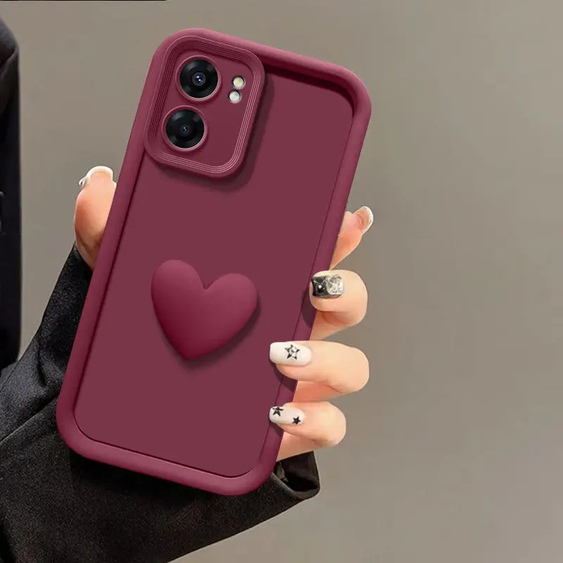 3D Love Heart Matte Silicone Phone Case - Soft and Durable Cover