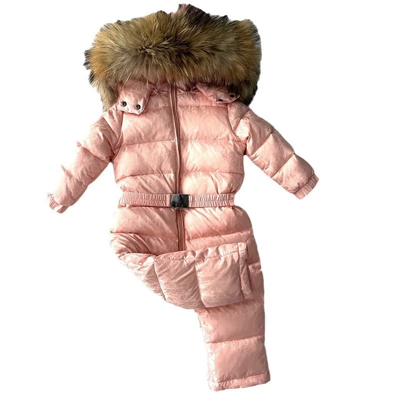 Детский лыжный костюм Children's Down Jacket Suit Boys and Girls Mid-Length One-Piece Baby Winter Skiing Suit