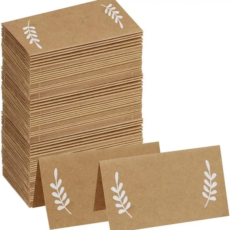 Place Cards 30/60/80pcs Khaki Wedding Seating Number Table Card Name Place Card Birthday Party Sign in Classmate Dinner Greeting Seat
