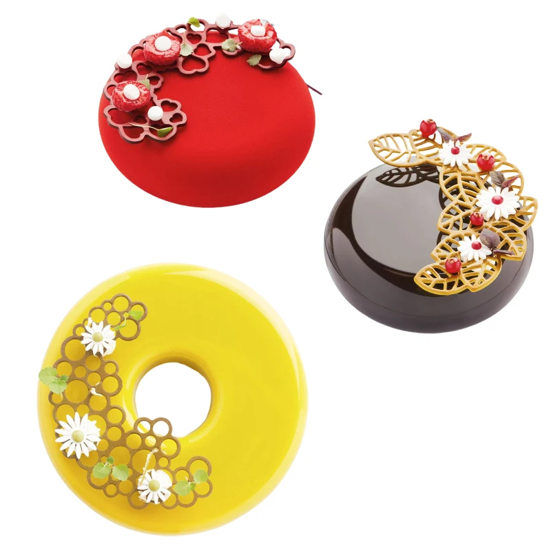 Description Picture 5 of itemLeaf Heart-Shaped or Circular Bubble Design Lace Mat Chocolate Chip Dessert Decorating Tools Sugar Craft Silicone Pad Cake Molds