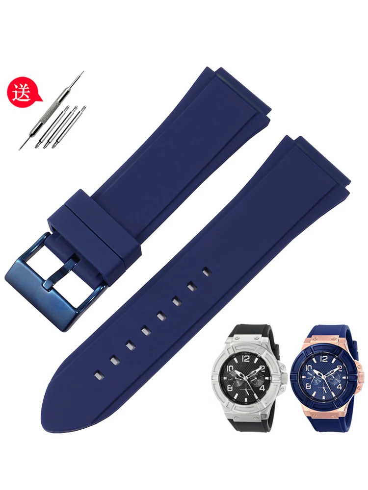 

Подходит для телефона, силиконовые часы G-a-l-e-s U0247G3 W0040G3 с водонепроницаемым синим и черным аксессуаром 22 мм