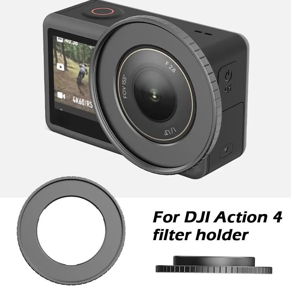 DJI 액션 4 호환 필터 거치대, 49mm 필터 금속 스포츠 보호 카메라 실리콘 필터 액세서리 프레임, W4u4