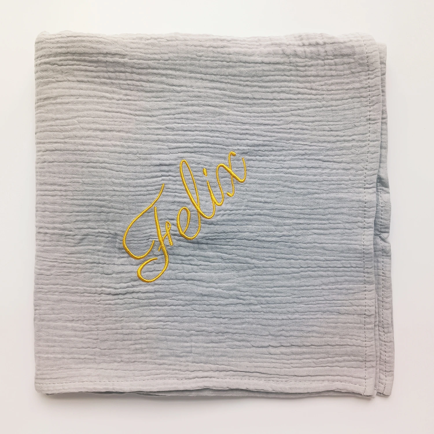 Personalized Name Embroidered Custom Baby Cotton Muslin Baby Swaddle Newborn Receiving Blanket Solid Swaddle Wrap Soft Blanket 3