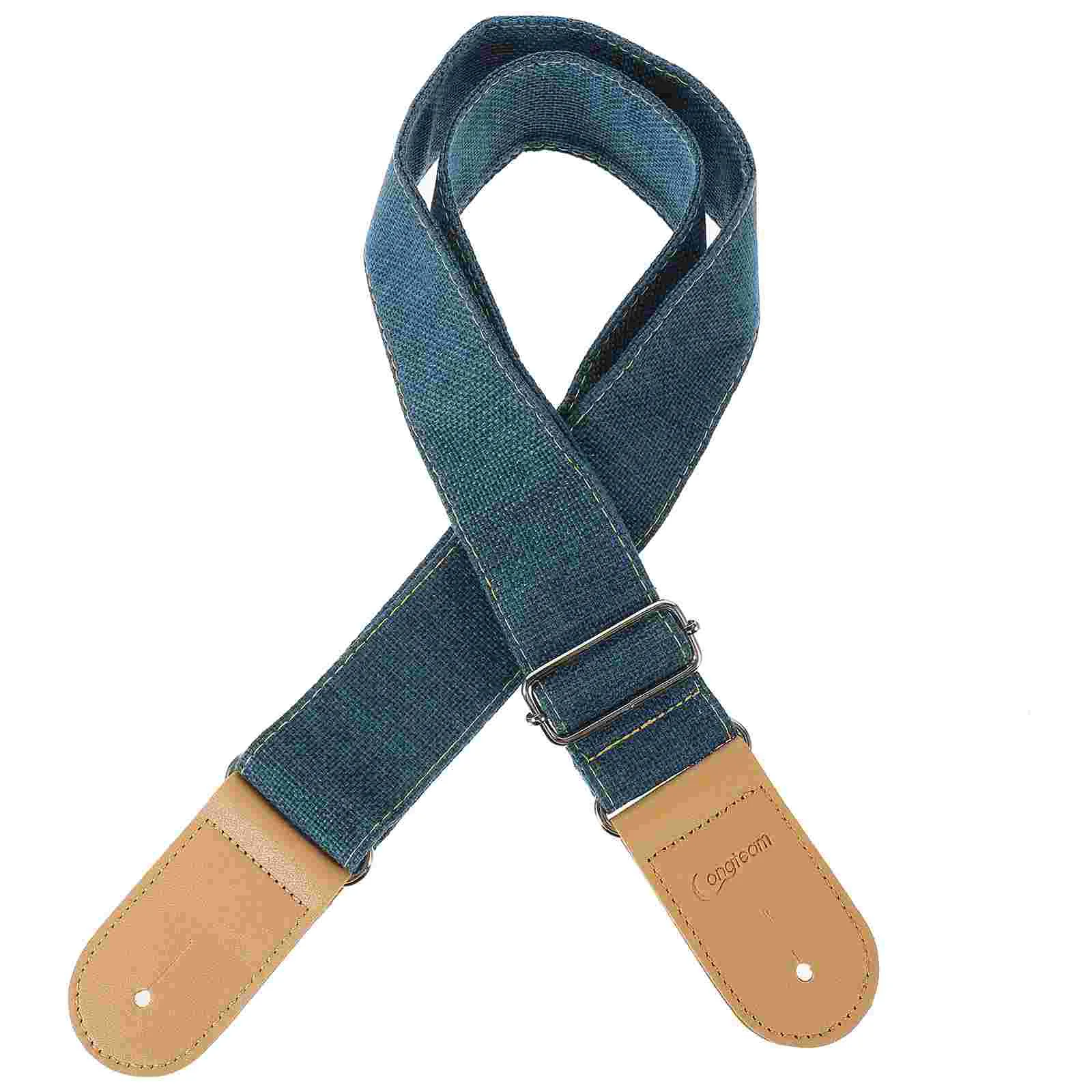 

Cotton and Linen Guitar Tail Strap Folk Acoustic Electric Diagonal Shoulder (New Blue) Replacement Decorative Bass