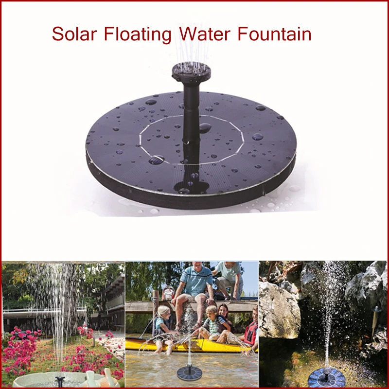 1W Mini Solar Floating Water Fountain Pump With Solar Panel Nozzles For Outdoor Garden Swimming Pool Bird Bath Pond Fish Decor