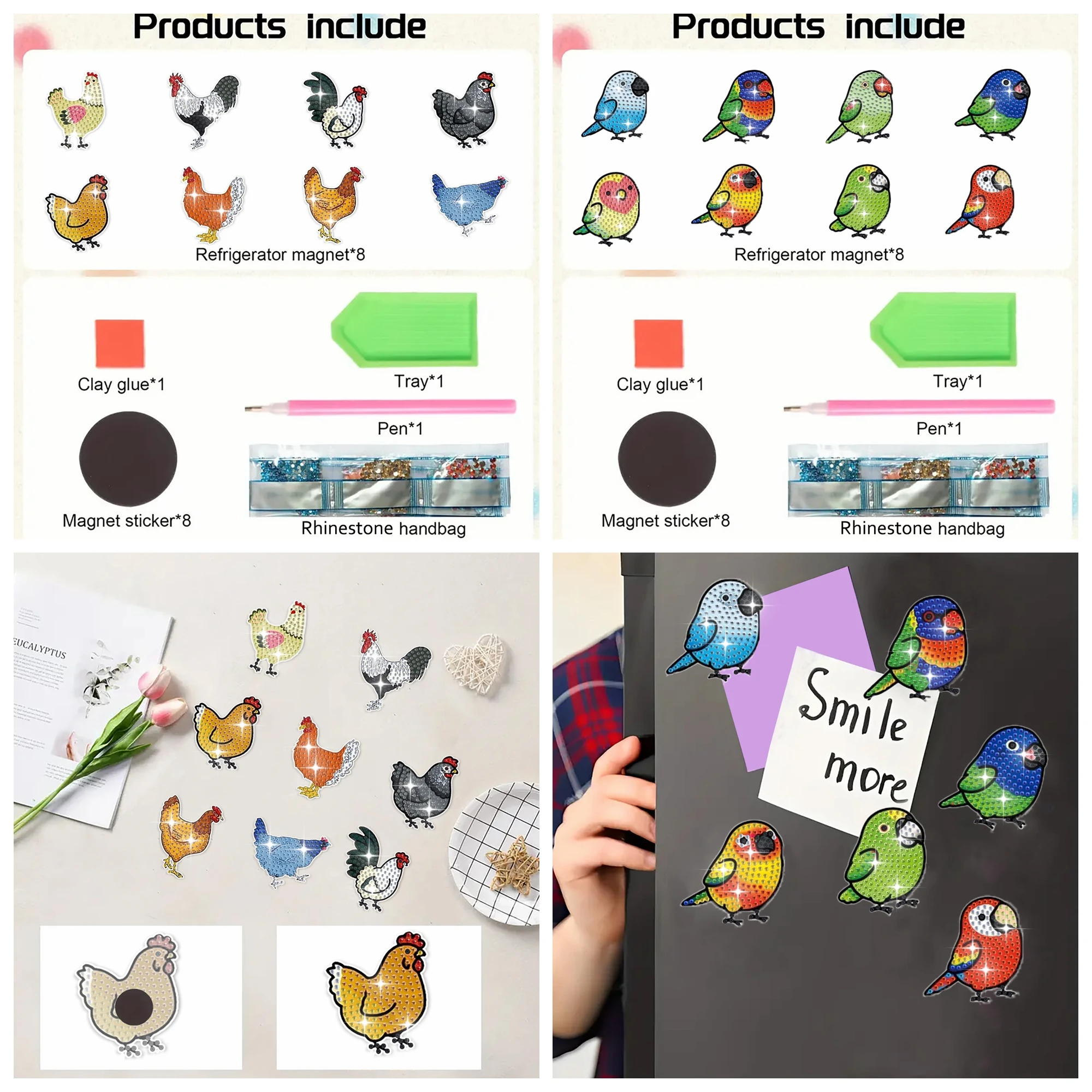 8pcs/Set DIY Animals Diamond Art Magnets for Refrigerator Diamond Painting Fridge Magnets Painting Refrigerator