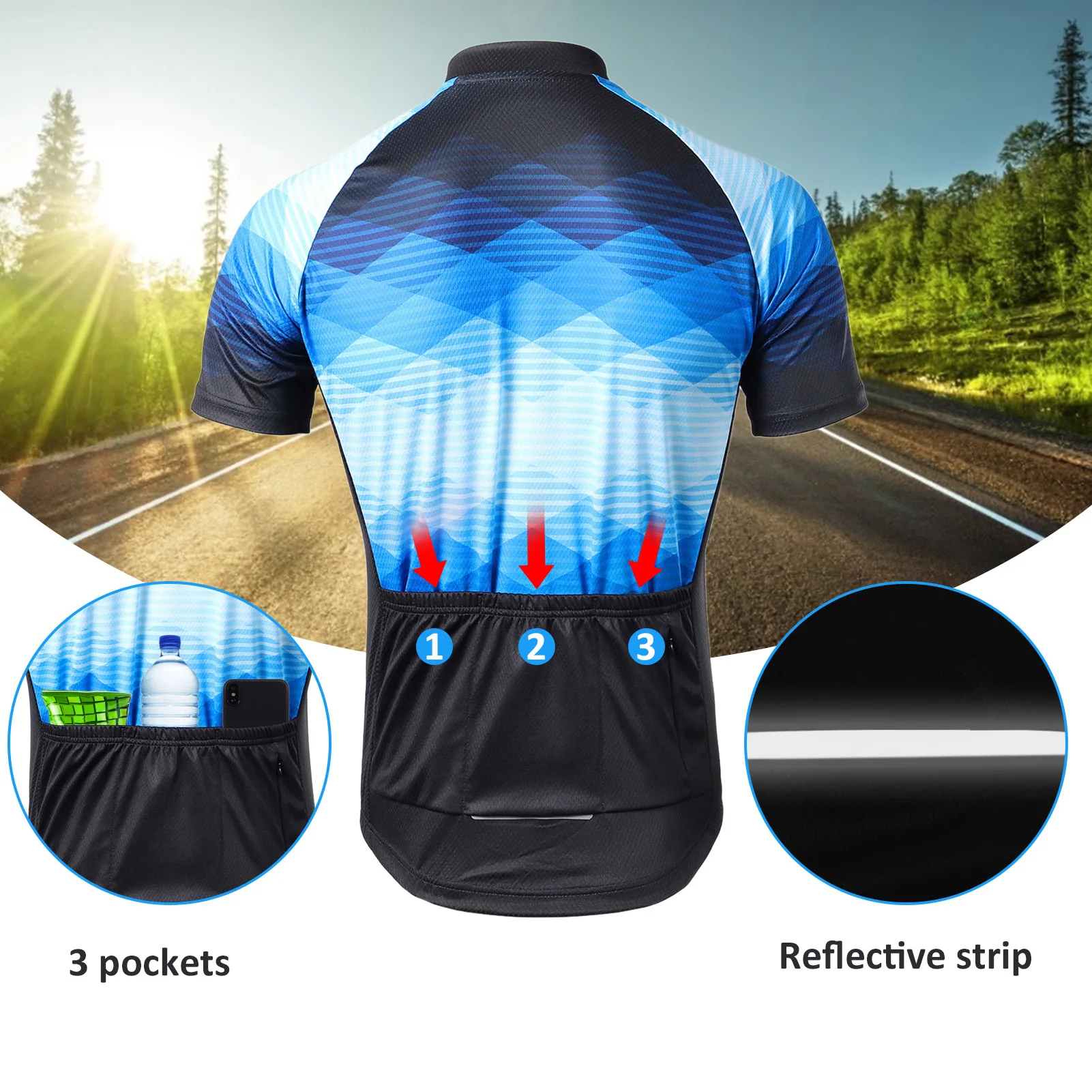 Lixada Men Cycle Jersey Breathable Short Sleeve Bike Shirt and Padded Shorts MTB Bicycle Clothing Suit