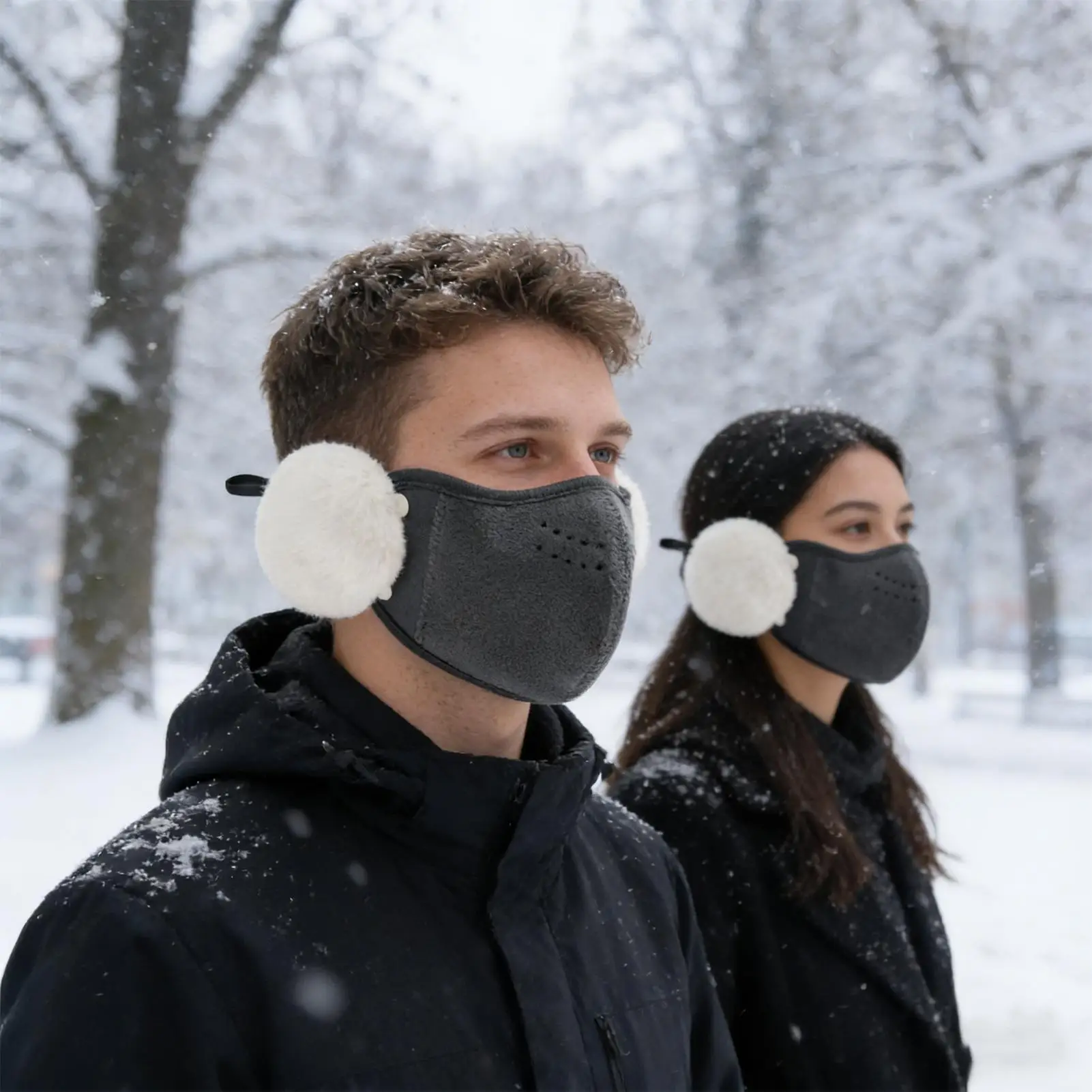 먼지 방지용 얼굴 가리개 귀 플랩이 있는 열 두꺼운 방패 스포츠 하이킹 통근 사이클링을 위한 얼굴 가리개 여성 겨울 야외