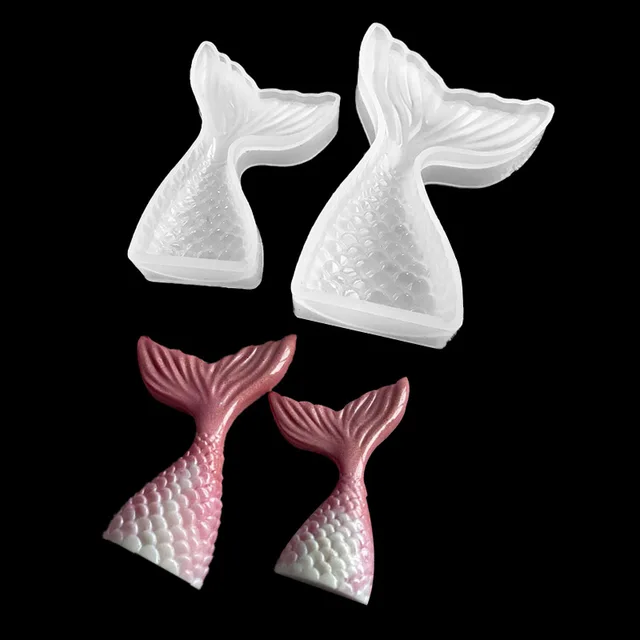 Sütőszerszám Kézi Szappan Penész Halak Farok Diy Sellő Tükör Szilikon Torta Dekoráció Csepp Méretű Hal - Image 3