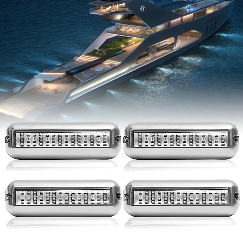 Marine Boat Lights 2Pcs 5 Inch Yacht Underwater Light 42 LED Navigation Light for Truck Boat Stern Anchor Lamp