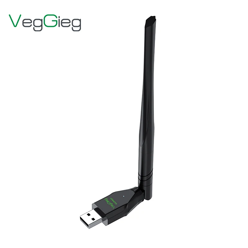 מתאם WiFi VegGieg USB 150/300/650Mbps Dual Band 2.4G/5G עם אנטנה 6dBi כרטיס רשת ללא דרייבר למחשב ולמחשב נייד