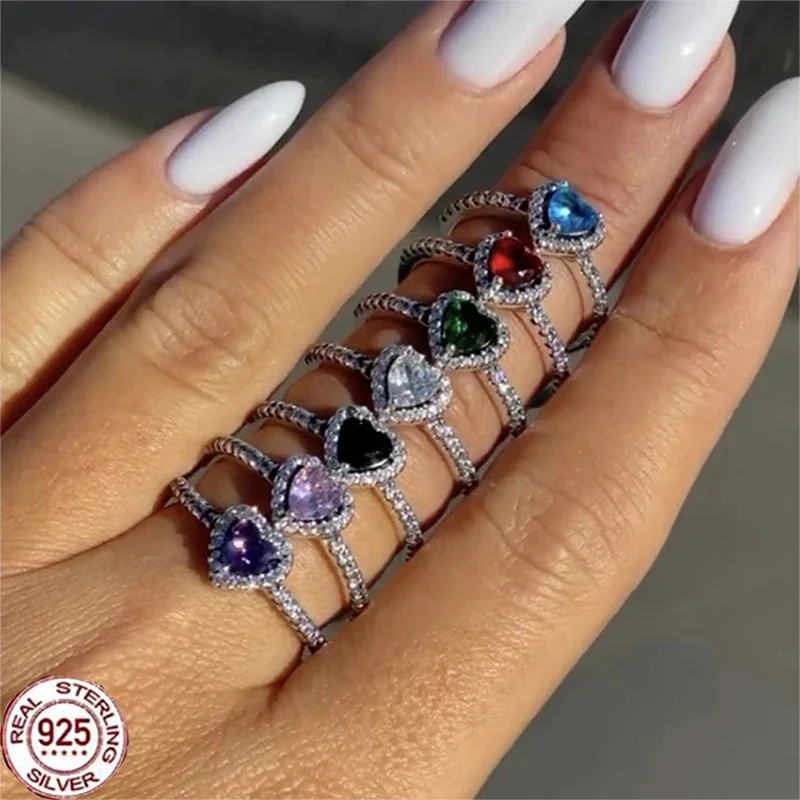 

Fashion Pink Diamond Ring 925 Sterling Silver Sparkling Temperament Zircon Ring High Luxury Ring DIY Banquet Jewelry Gifts