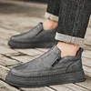 Men's Board Shoes Spring 2025 New Wear-resistant Slip-on Casual Chef Leather Shoes Work Non-slip Labor Protection Shoes 3