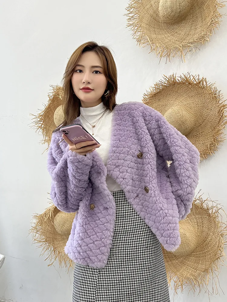 Winter New Popular Sheep Shearing Coat Female Wool Fur Mao Mao Coat Factory Wholesale.