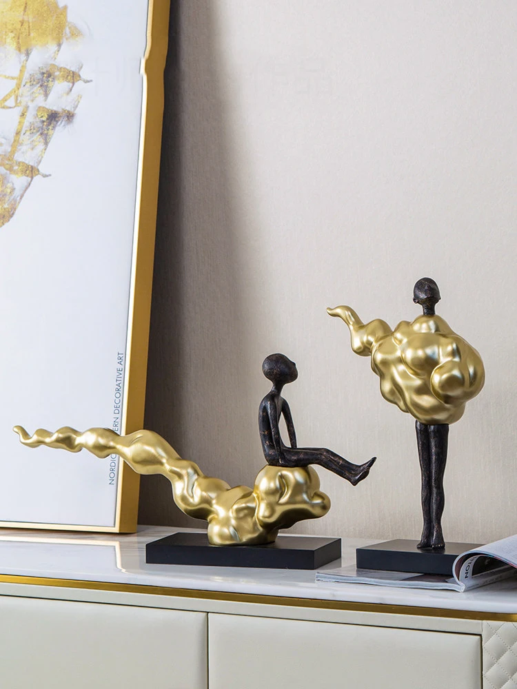 

Modern Feng Shui Xiangyun Characters Resin Ornaments Home Room Desktop Figurines Crafts Hotel Wine Cabinet Sculpture Decoration