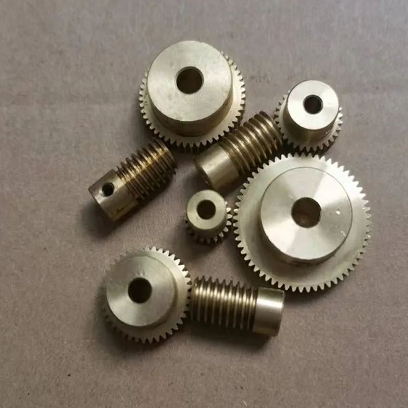0.5M Brass worm gear 1:20 1:30 1:40 1:50 1:60 Electric Motors brass Worm Gear with worm Rod Set motor gear transmission gear