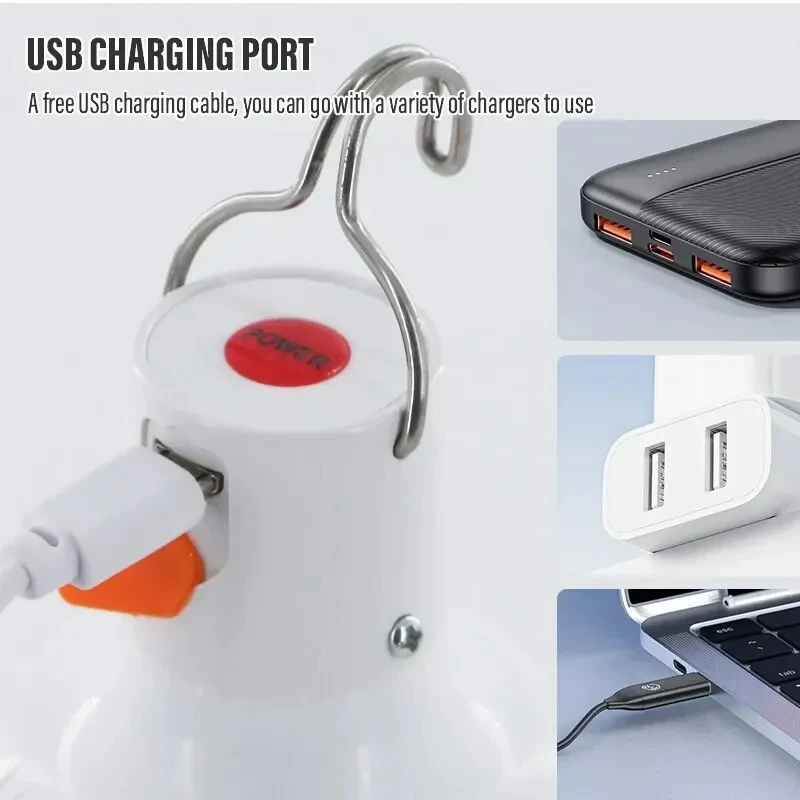 camping lights Outdoor USB Rechargeable LED Lamp Bulbs High Brightness Emergency Light Hook Up Camping Fishing Portable Lantern Night Lights