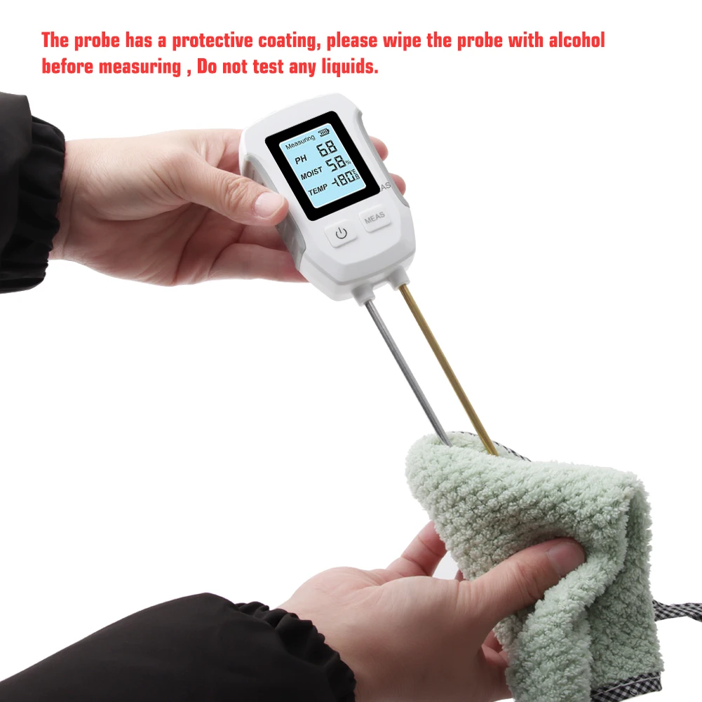 Digital Soil PH Meter 3in1 Soil Tester PH Moisture Temperature Test Kit LCD Scre