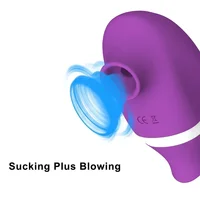 2-in-1-Zungen-Klitoris-Sauger-Vibrator, weiblich, für Frauen, G-Punkt, Saugen, Lecken, doppelte Stimulation, Brustwarzen, Massagegeräte, Sexspielzeug für Erwachsene 2