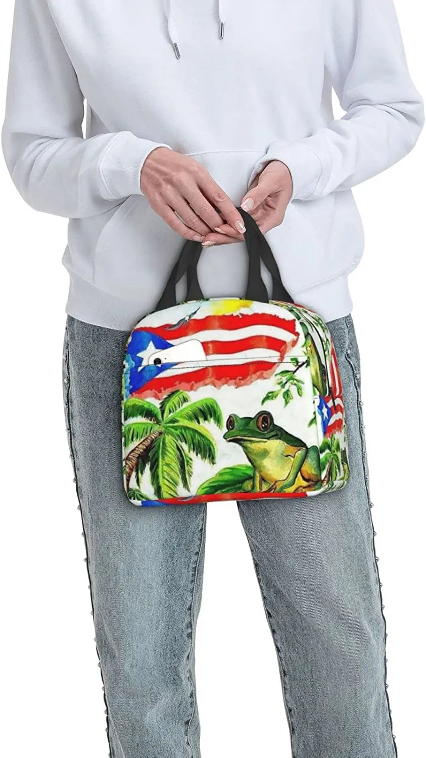 Insulated Lunch Bag Reusable Cooler Thermal Puerto Rico Tote Bag With Front Pocket For Women Men Travel Work Hiking Picnic lunch bag bento bag cooler bag