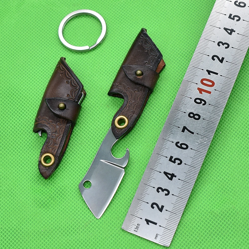 Mini Small Razor Tool D2 Steel Folding Knife Outdoor Camping Portable Key Ring Unpacking Bottle Opener Gift EDC |