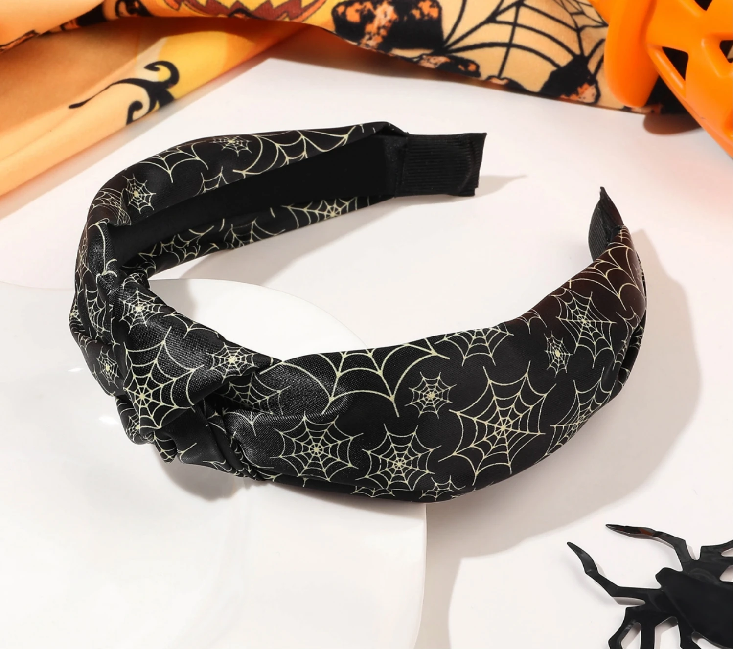 Neues Halloween Kürbisknoten Haarband Vintage Haarband Totenkopf Party Spinne Haarband Mädchen, Erwachsene Haarschmuck Festival Kopfbedeckung – Detail 9
