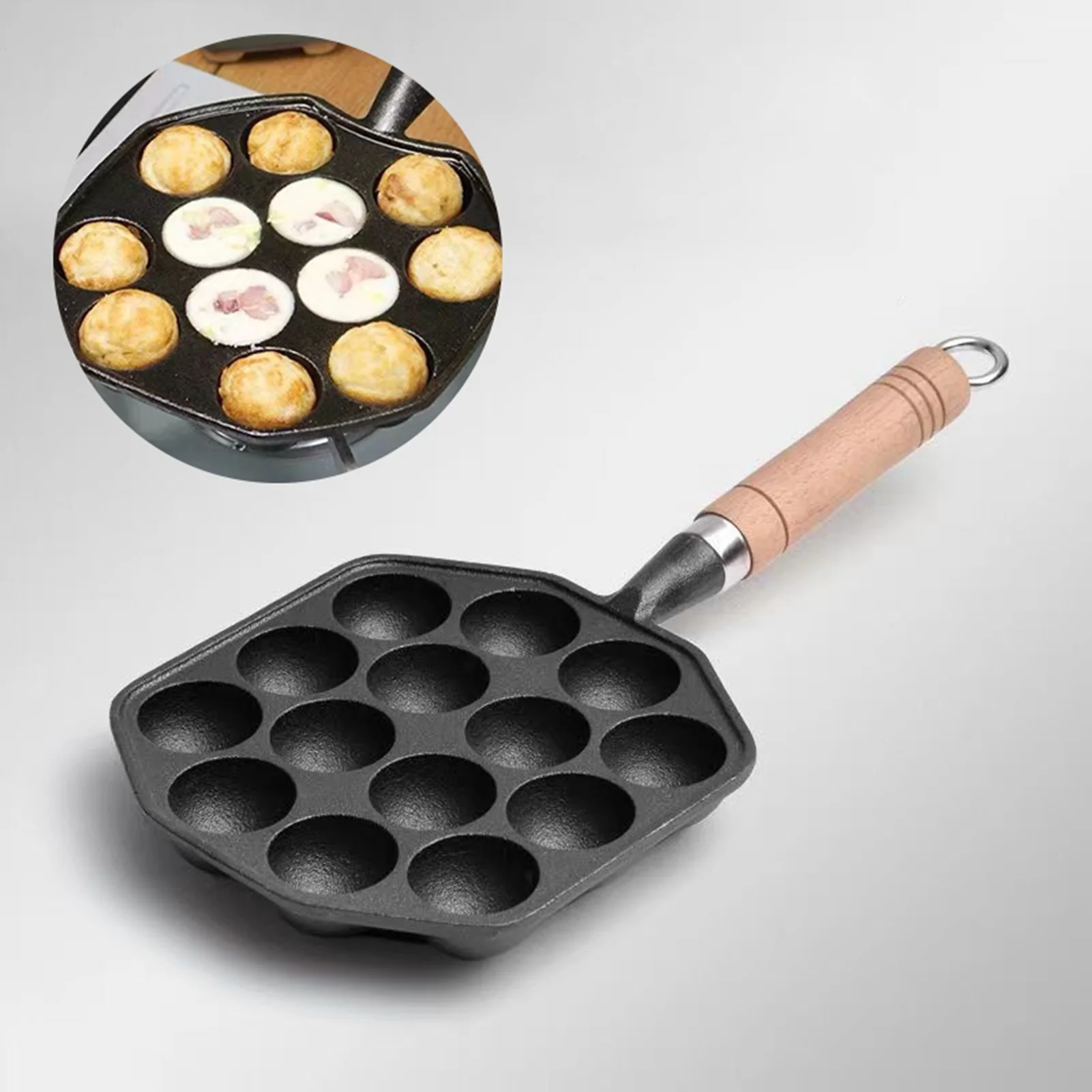 Padella Takoyaki 16 Fori In Alluminio Antiaderente Per Polpette, Pancake E Palline Di Polpo - Cucina Durevole E Pratica