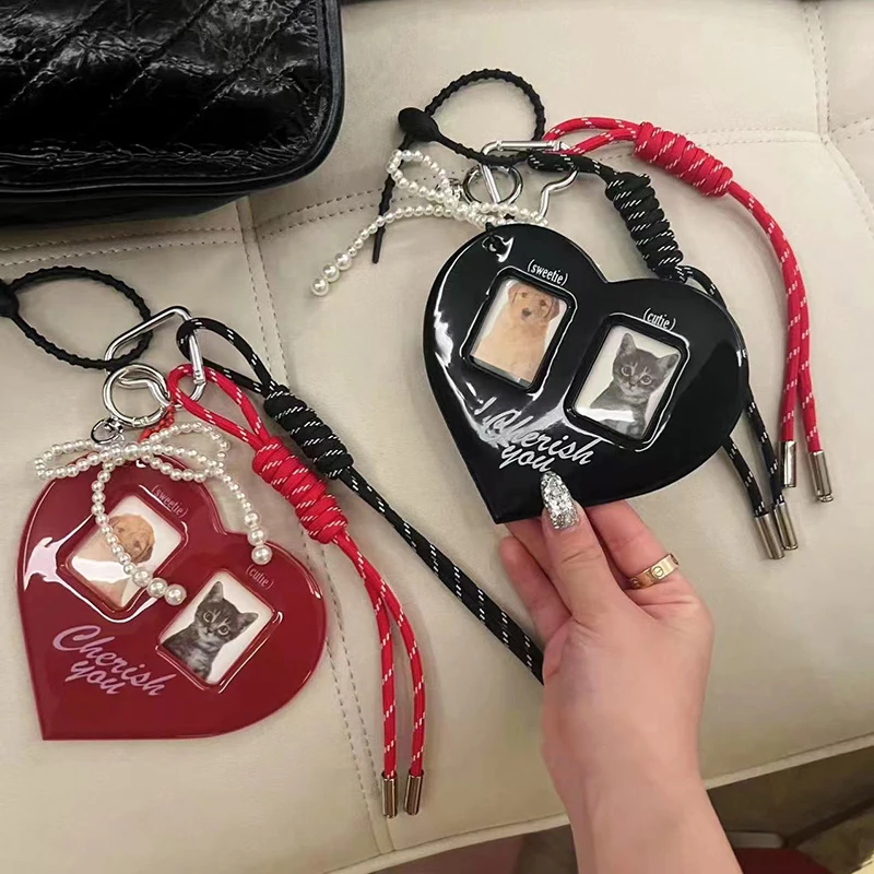 Love Card Holder Braided Rope Bag Pendant Red And Black Nylon Rope Car Keychain Cute Dog Bag Pendant Ornaments