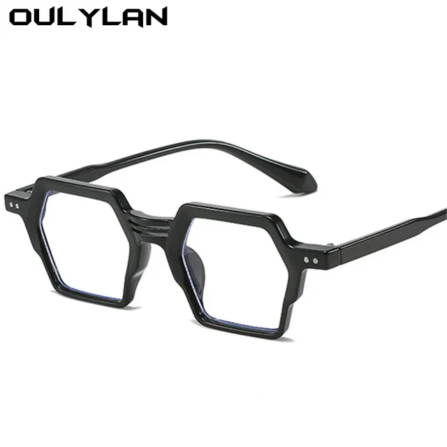  - Oulylan Square Anti Blue Light Glasses Frame Women Men Vintage Prescription Myopia Eeyg;asses Frames Decorative Fake Eyewear