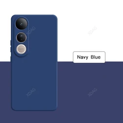 Sleek Liquid Silicone Soft Back Phone Case with Dual Layer Protection for Vivo V50 Lite (Navy Blue)