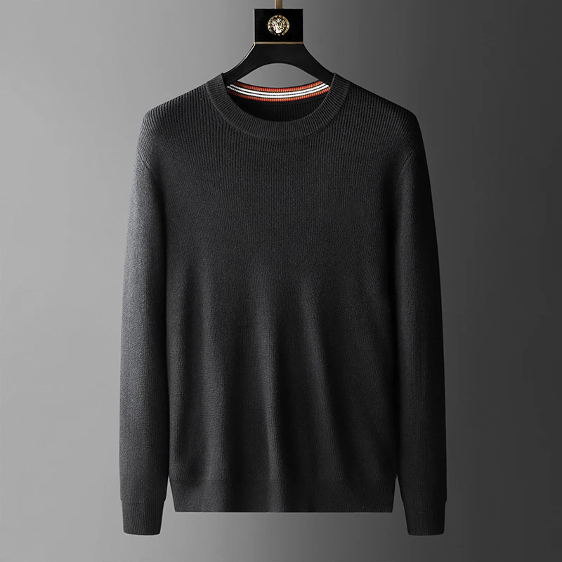 

Wool 7.8% Pullover Men's Autumn New Long Sleeve Light Luxury Solid Color round Neck Korean Style Fashionable Slim Sweater
