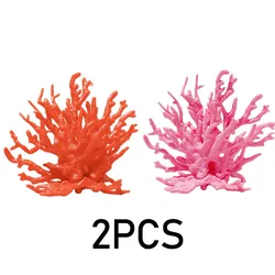 Vibrant Resin Coral Aquarium Decoration (2PCS - Orange Pink)