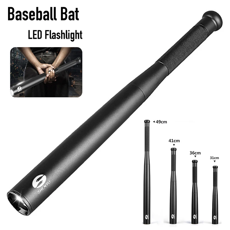 Aluminium Alloy LED Flashlight Torch Baseball Bat Waterproof Super Bright Baton 