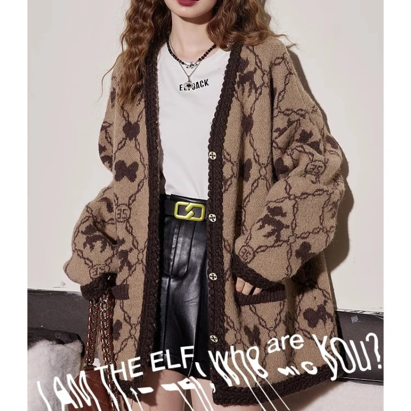 

Oversize Sweater Cardigan Women's Autumn and Winter 2023 New Korean Versatile Loose Knitted Coat