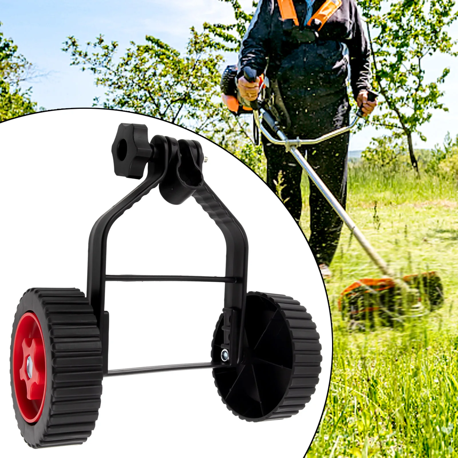 

Universal Support Wheels Set For String Trimmer Grass Eater Cutter Adjustable Height Stable Triangle Structure Garden Tool Part