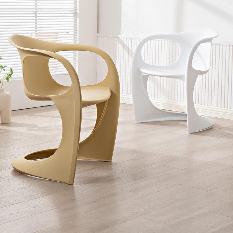 

Nordic Plastic Dining Chairs Household Design Creative Armchair Dining Chairs Office Reception Cadeira Home Furniture WZ50DC