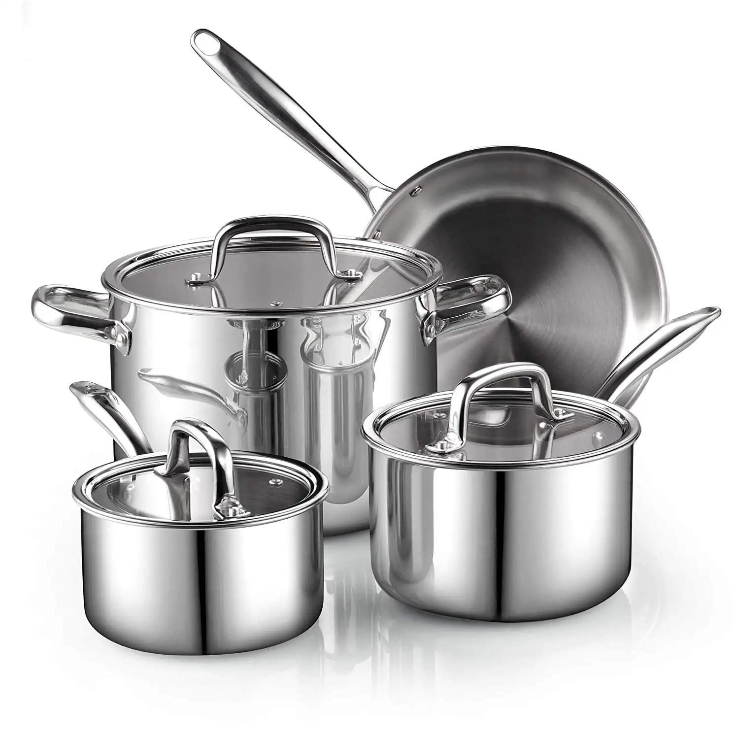 02644 7 Piece Tri-ply Clad Stainless Steel Cookware Set