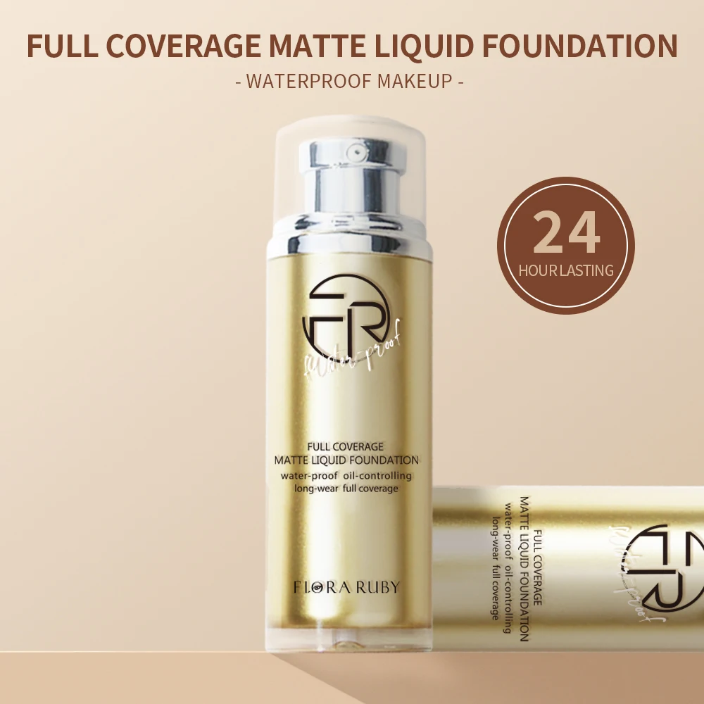 Liquid Foundation Makeup Whitening Waterproof Matte Coverage Foundation Concealer Cream Cosmetics Oil-Control Liquid Foundation 3