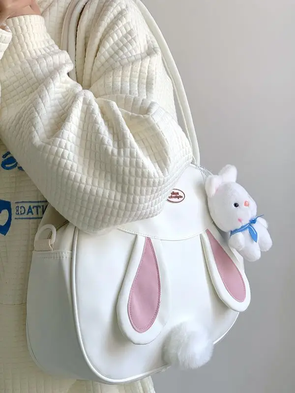 JIAERDI Rabbit Cute Y2k Handbag Women Vintage Harajuku Pu Leather Casual Shoulder Bag Female Large Capacity Kawaii Tote Bag Chic