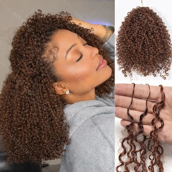 12A Dark Brown Feather Crochet Human Hair Extension For Braid Kinky Curly PreSeparated Knotless Small Spirals Curly Crochet Hair 1