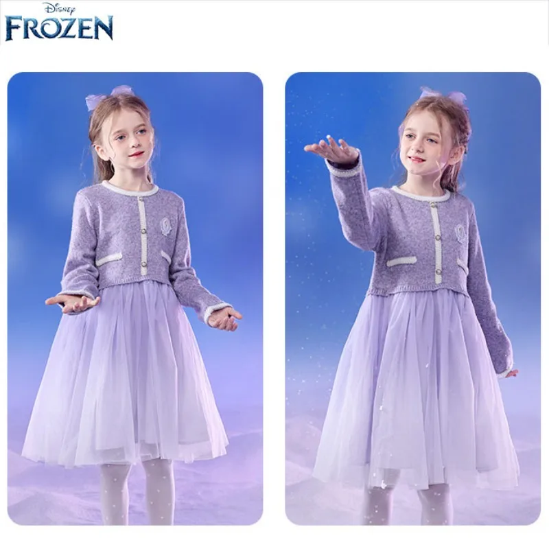 

Disney Frozen Elsa Princess Dress Birthday Surprise Party Autumn Winter Kids Cosplay Long Sleeve Gown Girls Cute Fashion Costume