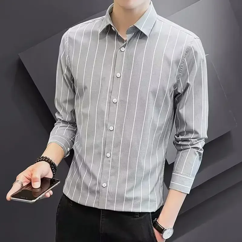 thumbnail image 1 of Ropa Hombre Rayas Tops Camisas Y Blusas Rojas Para Hombre Negocios Slim Fit Manga Larga Xxl 2025 Novedades En Moda 2024 Social SI, 1 of 5