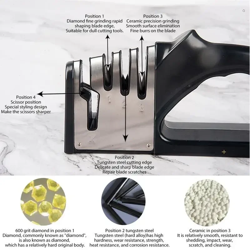 Portable 4 Segment Knife Sharpener Kitchen Non-slip Base Multifunctional Household Gadgets