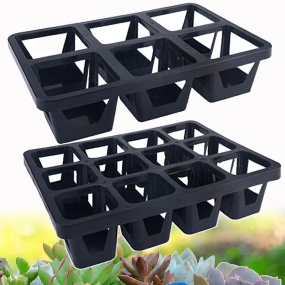 6/12 Hole Flower Pot Storage Tray Tool Organization Black Potted Bracket Thickness Greenhouse Seeding Boxes Dish