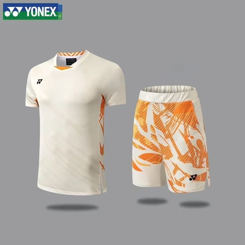 YONEX Badminton Shirt Men's and Women's Sports Training Quick drying Short sleeved T-shirt Shorts Running 2025 Summer badminton shirt