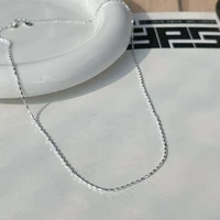 Collier en argent Sterling 925 avec perles géométriques simples, ras du cou, chaîne de clavicule brillante et délicate pour femmes, bijoux à la mode 5