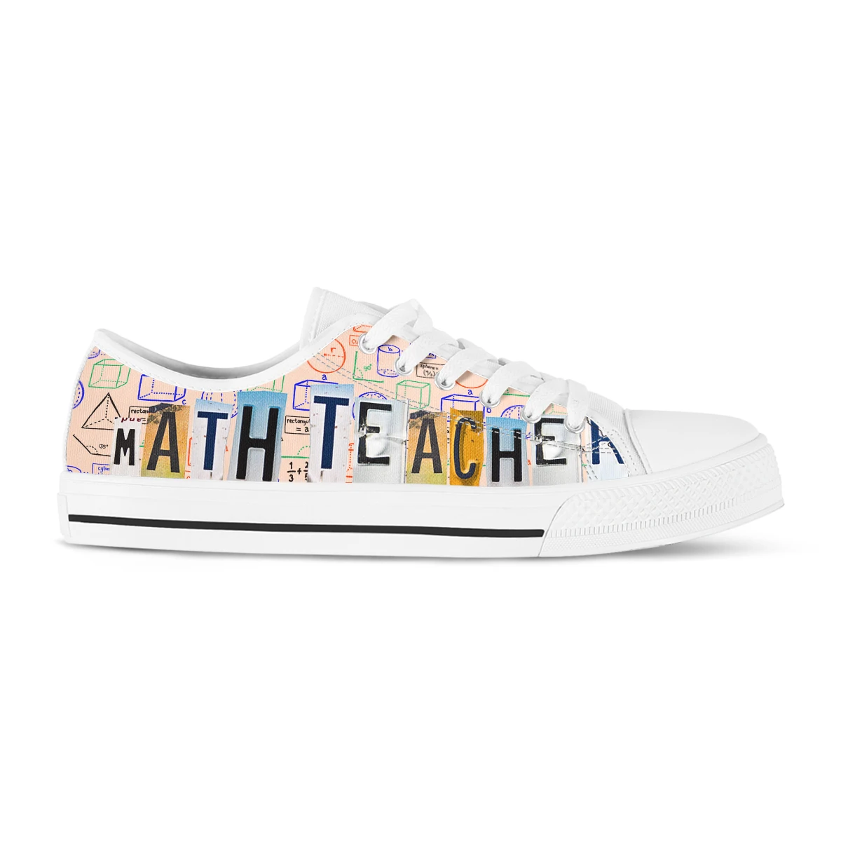 License Plate Math Teacher Women's Canvas Sneakers New Canvas Thick White Shoes Lace Up Sports Shoes Zapatillas De Mujer