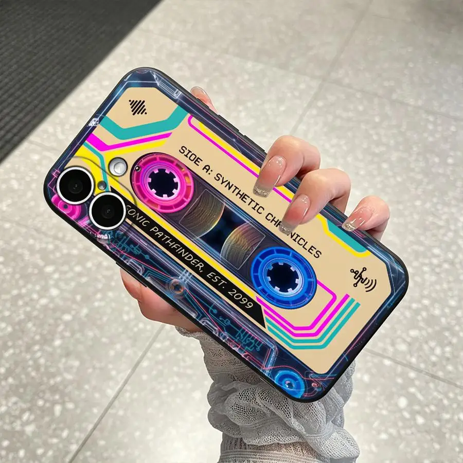 Neon Cassette Tape Design Phone Cover Case
