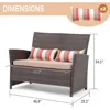 Outdoor Wicker Loveseat with Cushions, 2 Seater Patio PE Rattan Sofa with Lumbar Pillows, Brown Wicker & Beige Cushions 3